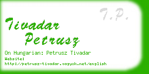 tivadar petrusz business card